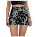 Miniatyrbild 1 av 5: Paljettshorts för damer, hög elastisk midja, glittershorts för fest