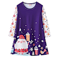 Miniatyrbillede 5 af 5: Kjoler Jul Børn Piger Langærmet Poset T-shirt Kjole Jul Santa Lange Toppe No3249
