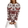 Miniatyrbilde 2 av 5: Ny Dame Jul Genser Xmas Elk Knit Pullover Jumper Topp Red L
