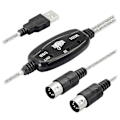Pikkukuva 1 / 5: USB MIDI -kaapelisovitin, USB Type A uros - MIDI Din 5 -nastainen sisään/ulos -kaapeliliitäntä LED-merkkivalolla