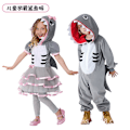 Miniatyrbilde 5 av 5: Småbarn Barn Hest Kanin Hund Løve Tiger Dinosaur Cos Kostymer Gutter Jenter Lam Sau Tegneserie Dyr Jumpsuits Halloween Purim shark-dress M