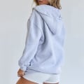 Miniatyrbilde 3 av 4: Kvinner Vanlig Uformell hettejakke Langermet Full Glidelås Snøring Hettegenser Coat Light Grey L