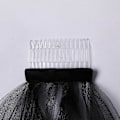Miniatyrbilde 3 av 5: Dobbeltlags Mesh Tulle BryllupsSlør For Kvinner Med Kam Og Båndkant, Senterkaskader, Fest Hodeplagg