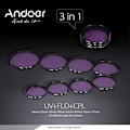 Miniatyrbild 5 av 5: Andoer 49mm Filter Kit (UV+CPL+FLD) + Nylonväska + Objektivlock + Objektivlockhållare + Motljusskydd + L