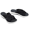 Miniatyrbillede 1 af 2: Kvinder Cross Strap Sandaler Hjemmesko med åben tå strandsko Black 42