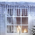 Miniatyrbillede 5 af 5: Udendørs julelyskæder med istapper, Gypsophila istappelys, krystal juledekorationer på tagudhæng a