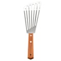 Miniatyrbillede 1 af 5: Fiskespade i rustfrit stål, træskaft, hulske, køkkenspade i metal til stegning og vending