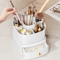 Miniatyrbillede 4 af 4: Makeup Organizer, 360 Graders Roterende Makeup Organizer med Skuffe, til Værelsesindretning, Toiletbord, Soveværelse, Badeværelse (Hvid)
