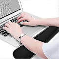 Miniatyrbillede 2 af 4: Ergonomisk håndledsstøtte memory foam håndledsstøtte til tastatur og mus håndstøttesæt sort (ShiKai)