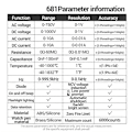 Miniatyrbillede 3 af 5: 681 Genopladeligt Digitalt Multimeter Berøringsfri Spændingstester Spændingsmåler LCD-Skærm Strømtest