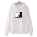 Miniatyrbillede 1 af 3: Langærmet sweatshirt med kattetryk til kvinder Afslappet Løs snøre Hættetrøjer Toppe med hættetrøje White XL