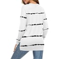 Miniatyrbilde 2 av 3: Stripetegenser med hette for kvinner - Avslappet topp, løs, lang ermet White XL