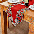 Miniatyrbilde 2 av 5: 381761cm Julebordløper med Broderi, Utskjært Grønne Blad, Høytidsbordduk til Juledekorasjon 15x69 Tommer