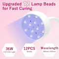 Miniatyrbild 4 av 5: Mini UV Nagellampa med Smart Auto-Sensor och Display, 12 Lampor Mini Nagellampa, UV-Lampor för Gel-Naglar med 3 Lägen, Portabel LED Nagellampa med USB Ch