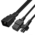 Pikkukuva 2 / 5: IEC320 C20 Urosliitin Jatkojohto C5 + C19 Naarasliitin Jatkolinjaan