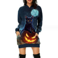 Miniatyrbilde 1 av 3: Hette for kvinner Halloween gresskar genser Langermet gensere med rund hals og lomme-tunikaoverdeler style 6 XL