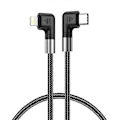 Pikkukuva 1 / 5: A9 0,5 m Type-C - Lightning 30 W:n pikalatausjohto, kaksoiskulmapistoke, nylonpunottu datakaapeli