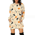 Miniatyrbillede 1 af 2: Halloween Mode Hættetrøjer Minikjole Til Kvinder Halloween Hocus Pocus Kostume Efterår Langærmet Hættekjole style 2 5XL
