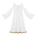 Miniatyrbilde 5 av 5: Romersk gresk gresk Athena Goddess Cosplay-kjole Jenter Gold Trim Halloween-kostyme Rollespill Party Lang Fancy Dress XS