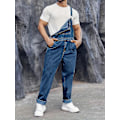 Miniatyrbilde 1 av 5: Nye modeller Herre Casual Denim Slim Fit Boot Cut Bib Overalls Jeans med justerbare stropper