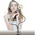 Miniatyrbillede 2 af 4: 2-i-1 LED Selfie Ring Light Bordmonteringslys iPhone Holder med Lys