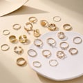 Miniatyrbild 5 av 5: 25 st Pärl-mikroinkrusterade Diamant Hålmönster Ring Geometrisk Gotisk Ring