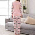Miniatyrbild 2 av 5: Dam Pyjamas Set Långärmad Tecknad Sovkläder Loungewear Pyjamas