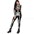Miniatyrbillede 1 af 2: Kvinder Halloween fest kostume Skull Print Langærmet Jumpsuit Outfit style 3 M