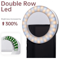 Miniatyrbillede 2 af 5: 1 stk. Selfie Ring Light, [3 lystilstande] [Genopladelig] med dobbelt række LED-lys, 4-trins clip-on mini små cirkellys kompatible med iPhone 11