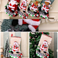 Miniatyrbillede 4 af 5: Julepynt/stort julebetræk til stol/juleartikler til hverdagen/stor julesok af linned til slik