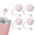 Miniatyrbilde 2 av 5: 4-pakning Silikon Sugerrørdeksel for 40 Oz Sugerrør, Gjenbrukbare Drikkesugerrør Lokk for 0,4 Tommers Sugerrør Hvit & Rosa