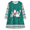 Miniatyrbillede 4 af 5: Kjoler Jul Børn Piger Langærmet Poset T-shirt Kjole Jul Santa Lange Toppe No3249