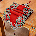 Miniatyrbilde 3 av 5: 381761cm Julebordløper med Broderi, Utskjært Grønne Blad, Høytidsbordduk til Juledekorasjon 15x69 Tommer