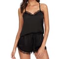 Ärmlös Dam Nattlinne Sovkläder Pyjamas Set Underkläder För Kvinnor ZH black L