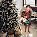 Miniatyrbild 3 av 3: Tomtetjejer Juldräkt Jul Barn Jultomte Kostym Kläder Festklänning Set För Barn Nyår Jultomte Set style 2 9-10T(150)