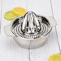 Miniatyrbillede 4 af 5: Manuel saftpresser i rustfrit stål til frugt, citron og lime med skål, saftpresserfilter, frugtpresser (ShiKai)