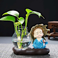 Miniatyrbild 3 av 4: Glasvas Vacker Munk Transparent Växt Terrarium Glasvas Skrivbordsdekoration