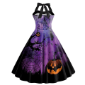 Miniatyrbilde 2 av 3: Halloween Kvinner Sommer Slim Ermeløse A-linje Flare Solkjoler COLOR 3 XL