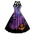 Miniatyrbillede 2 af 3: Halloween Kvinder Sommer Slanke ærmeløse A-line Flare Solkjoler COLOR 3 M