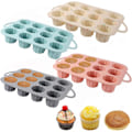 Miniatyrbillede 1 af 5: Pakke med 4 Silikone Muffinforme, 12 Kop Muffinforme, Cupcake Bageforme, Non-Stick Muffinform til Muffinkager, Cupcakes, Chokolade, Brød, Kager