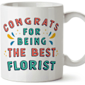 Miniatyrbild 1 av 2: Blomsterhandlare Mugg Grattis för att vara Bäst Rolig Present till Kollegor Keramisk 33 cl Mugg