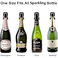 Miniatyrbillede 5 af 5: Champagneflaske Propper 2-pak Sort, Rustfrit Stål Mousserende Vinprop Med Ren Silikone Lufttæt Forsegling