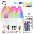 Miniatyrbild 1 av 5: NY LED-lampa med RGB-färg, smart färgbyte, fjärrkontroll, E12/E14/E26/E27/B22, inomhus