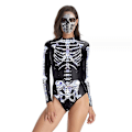 Miniatyrbillede 1 af 3: Halloween Kvinder Digital Skeleton Stram Badedragt i ét stykke med lynlås style 5 L-XL