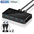 Miniatyrbilde 3 av 5: USB KVM Switch USB Delt Bryter 2 inn 4 ut for Laptop PC Tastatur Mus Skriver USB Switch Hub A