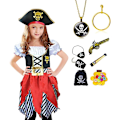 Pikkukuva 2 / 5: Pirate Cosplay -mekko tytöille, jossa on puhvihihat ja kaulakorutarvikkeet 1 M(5-6Y)