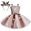 Miniatyrbillede 2 af 4: Hurtig levering Hjorte Tutu Kjole Til Piger Halloween Julekostume Børn Dyr Elg Rensdyr Fødselsdagsfest kjole med pandebånd 1-12 år Dress and hairband 2t