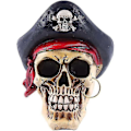 Miniatyrbillede 1 af 5: Halloween dekoration realistisk pirat kranie statue i resin 1 stk