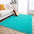 Miniatyrbild 2 av 5: Tflycq Soft Fluffy Area Mattor För Sovrum Barnrum Plysch Shaggy Nursery Matta Furry Throw Mattor För Pojkar Flickor, College Sovsal Fuzzy Mattor Vardagsrum Ho Blue Teal 4 * 5.2 Feet