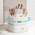 Miniatyrbillede 2 af 4: Makeup Organizer, 360 Graders Roterende Makeup Organizer med Skuffe, til Værelsesindretning, Toiletbord, Soveværelse, Badeværelse (Hvid)